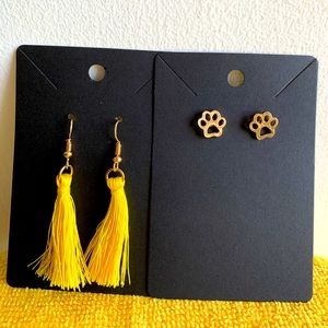 Paw, Yellow Tassel earring set